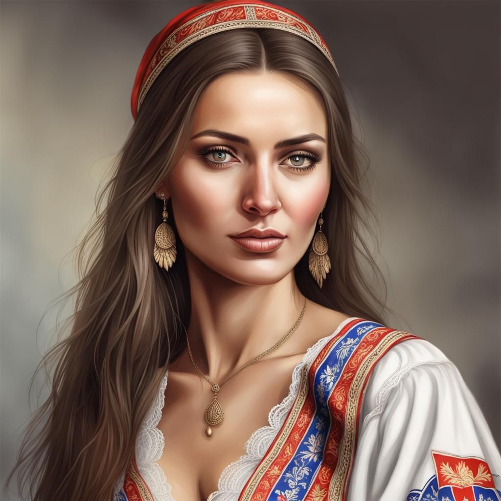 Realistic Portrait of a Beautiful Serbian Woman