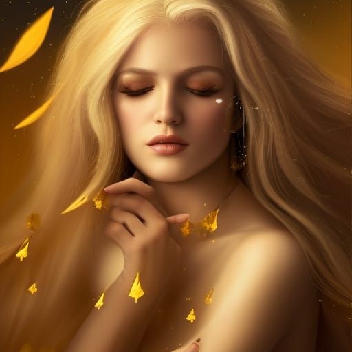 Stunning Blonde Woman with Shimmering Stars