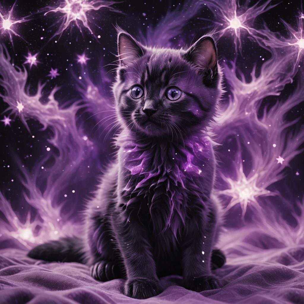 Ethereal Galaxy Kitten in Surrealcore Style