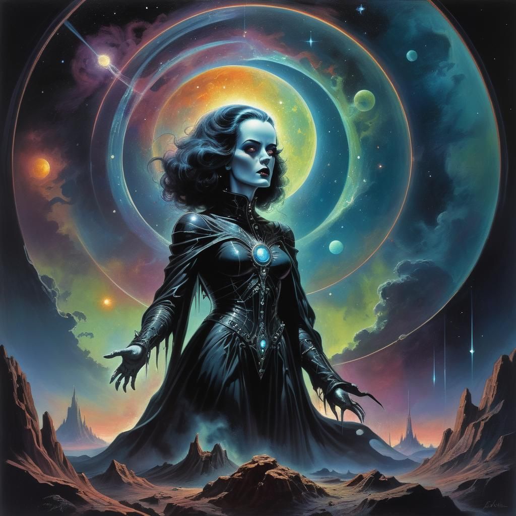 Gothic Sci-Fi Painting in Frank Kelly Freas Style