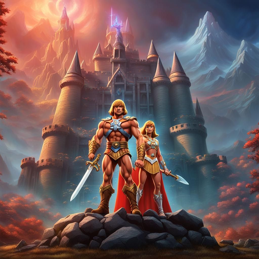 He-Man and She-Ra at Castle Grayskull
