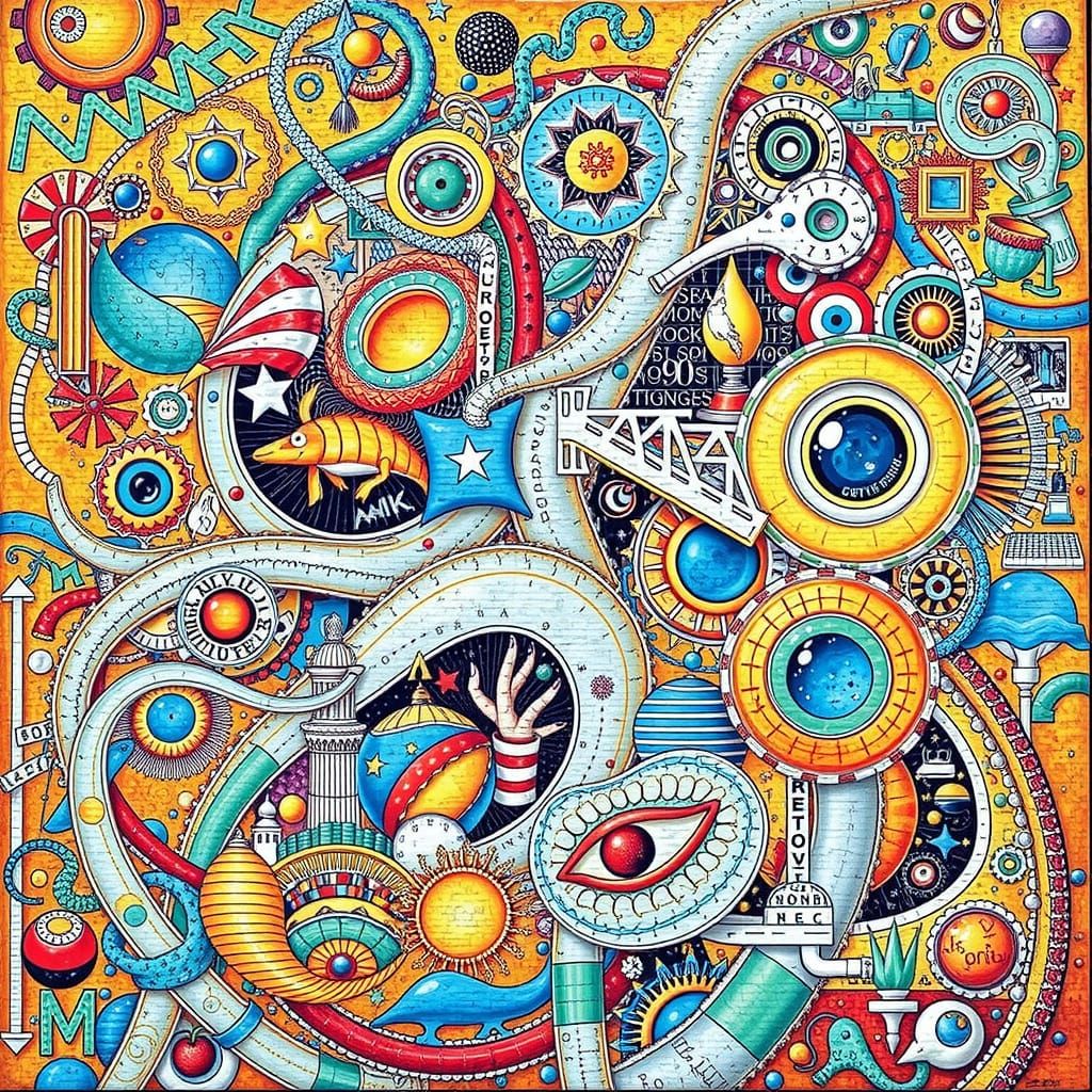 Vibrant Geometric Hyperrealism in Vermillion and Violet Hues