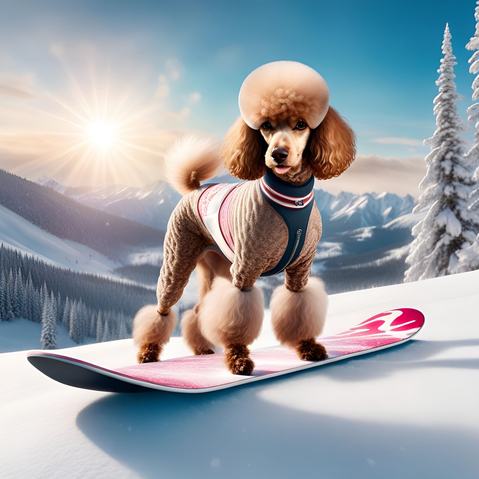 Snowboarding Poodle