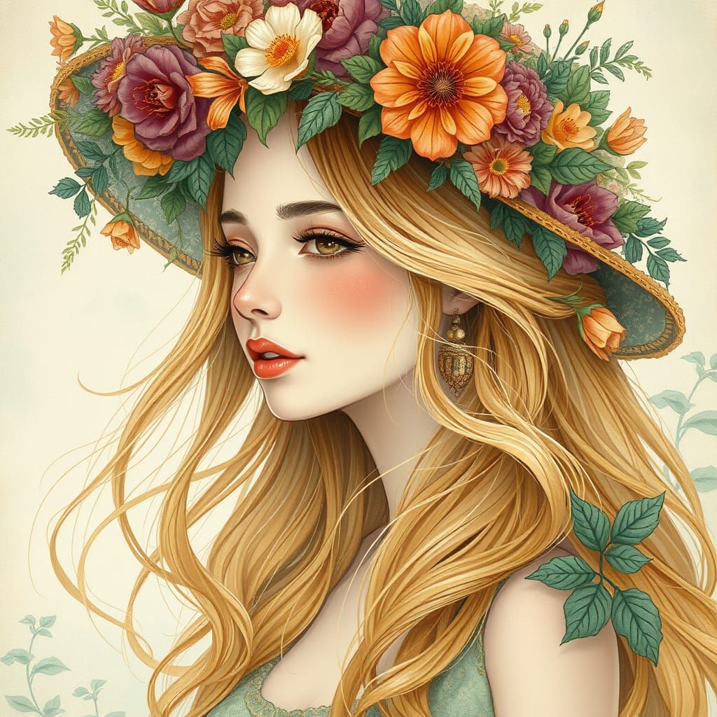 Ethereal Floral Goddess in Soft Impressionist Light