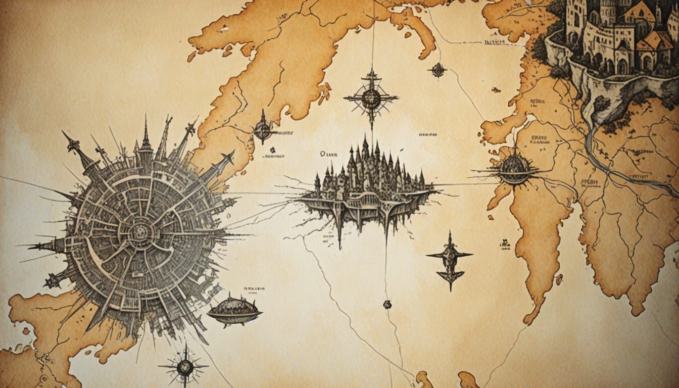 Vintage-Style Comic Book Map in Perfect Etching