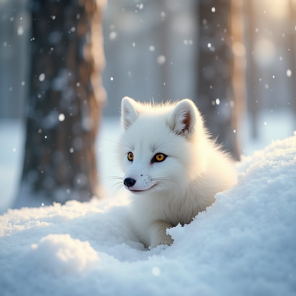 Adorable Arctic Fox Surveys Winter Wonderland