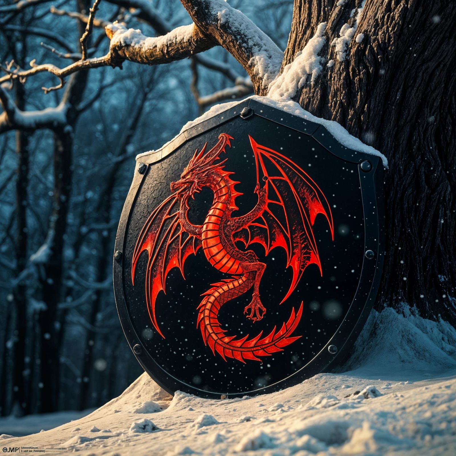 Epic Dragon Shield in a Blizzard