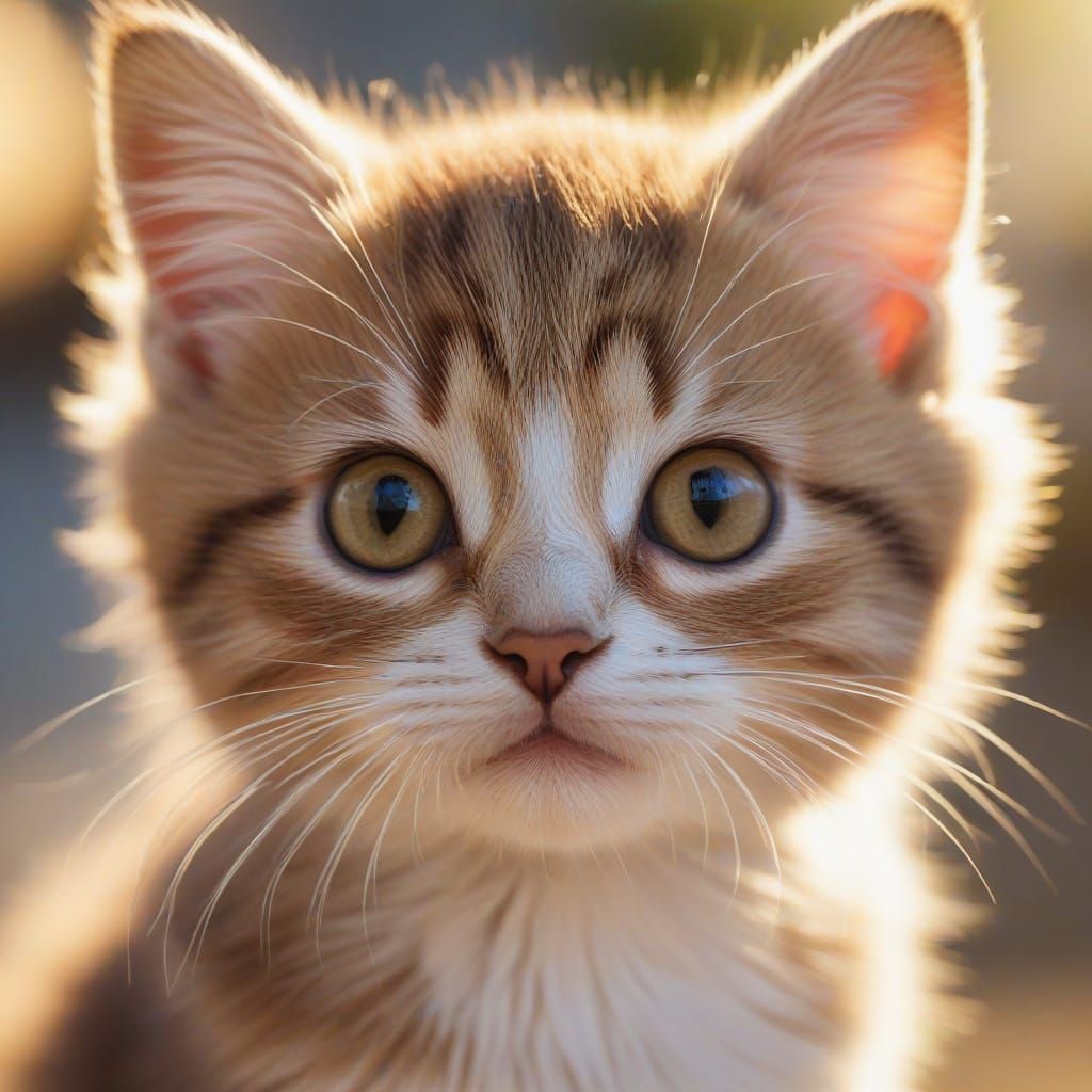 Lifelike Kitten Portrait in Photorealistic Style with Warm G...