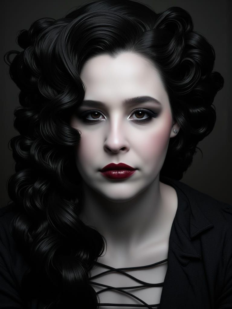 Gothic Fantasy Woman with Dramatic Makeup and Hair