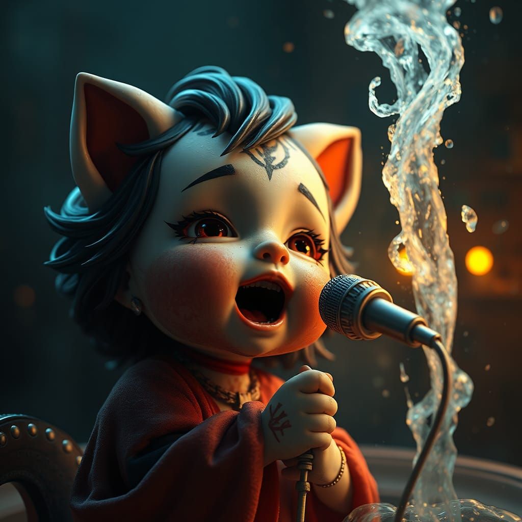 Adorable Soap Opera Singer: Digital Fantasy Art