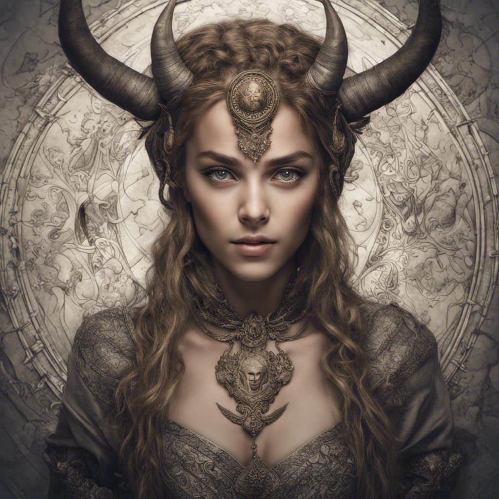 Capricorn Zodiac Sign Portrait in Hyperrealistic Style