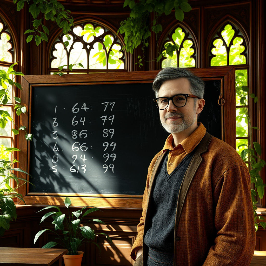 Teacher and Blackboard in a Nostalgic Classroom