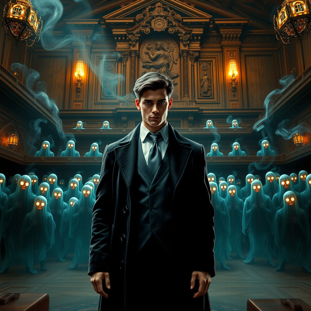 Lawyer Defends Souls in Gothic Courtroom