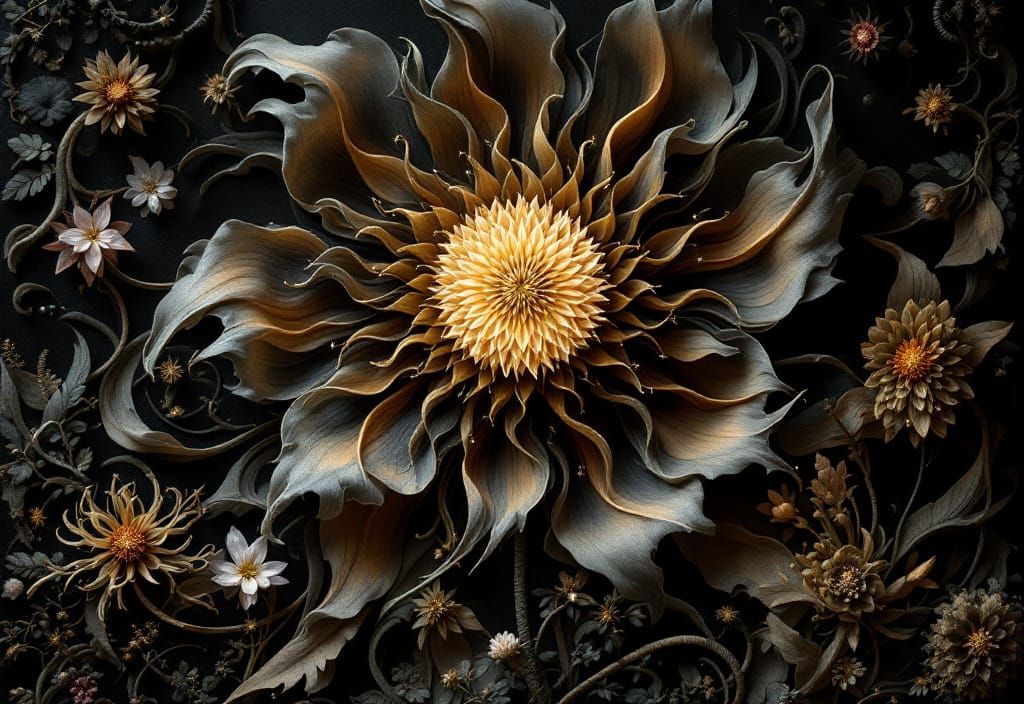 Dramatic Semisculptural Collage in Velvet Colorway