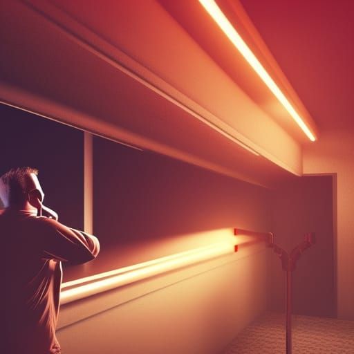 Man in Red Room: Hyperrealistic Matte Painting