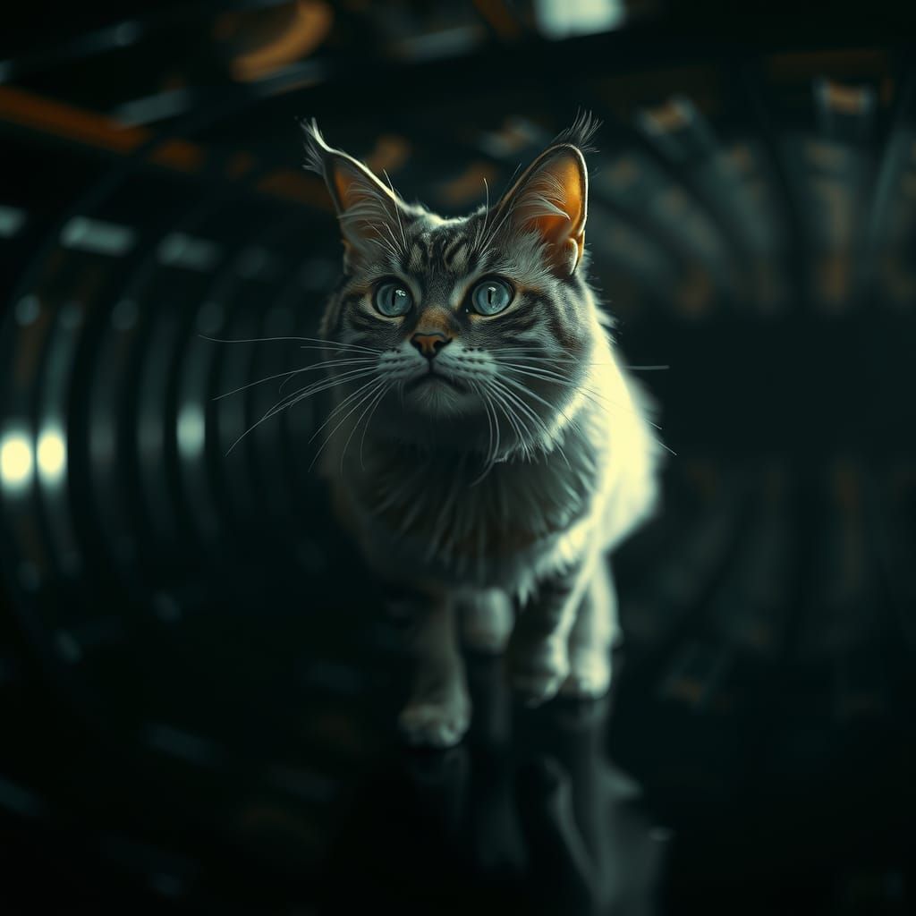 Ethereal Cat in Infinite Reflections