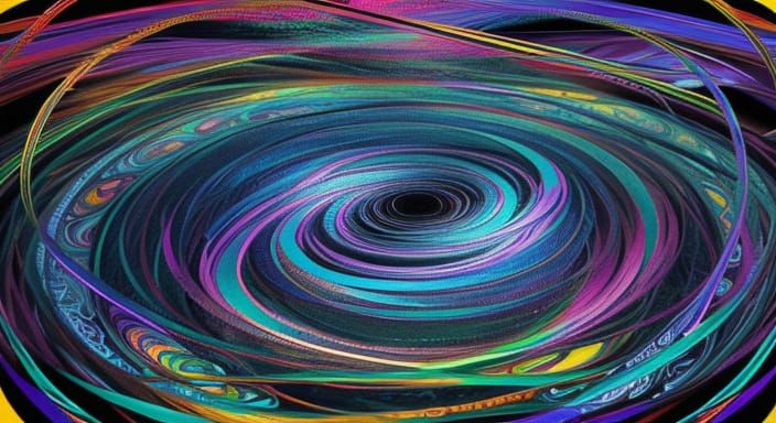 Surreal River in Kaleidoscopic Garden with Swirling Lights