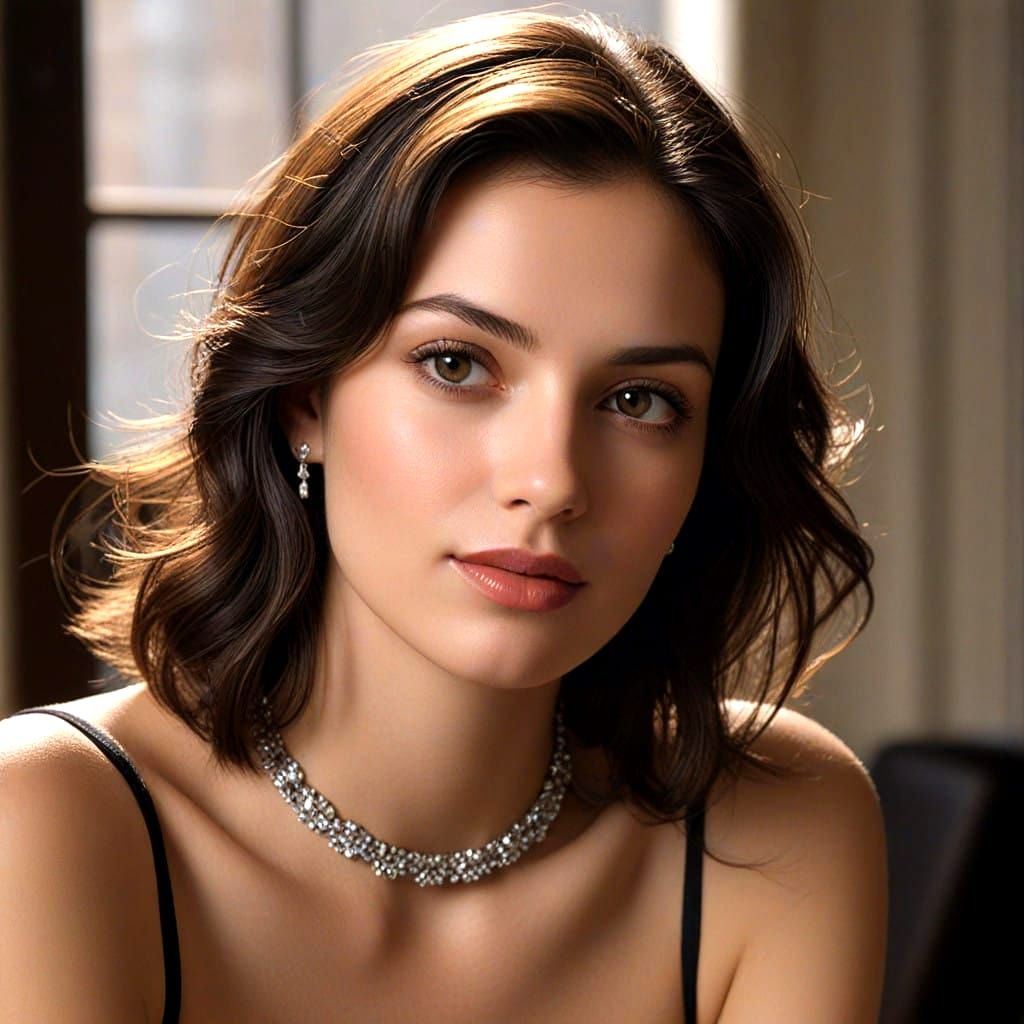 Timeless Dark Haired Beauty with Inviting Eyes