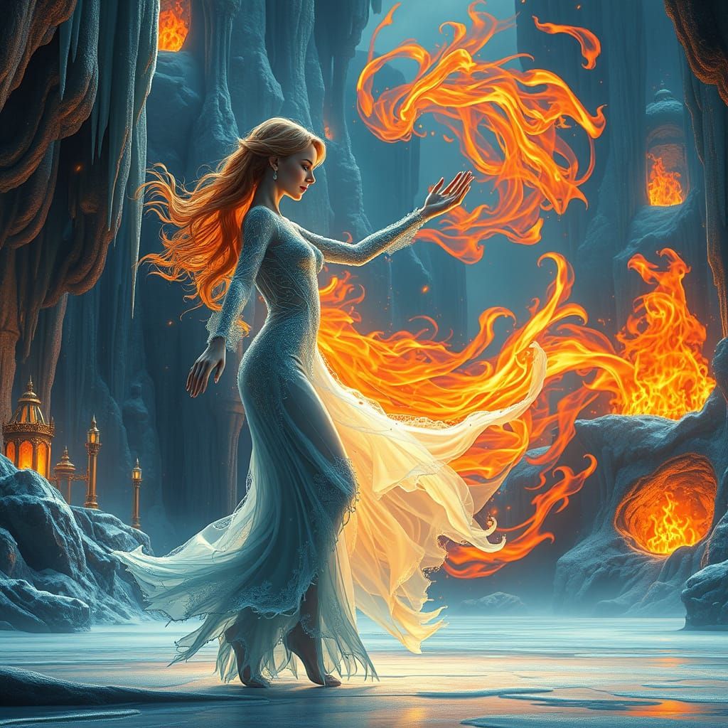 Ethereal Ice Maiden Dances with Majestic Flame Knight