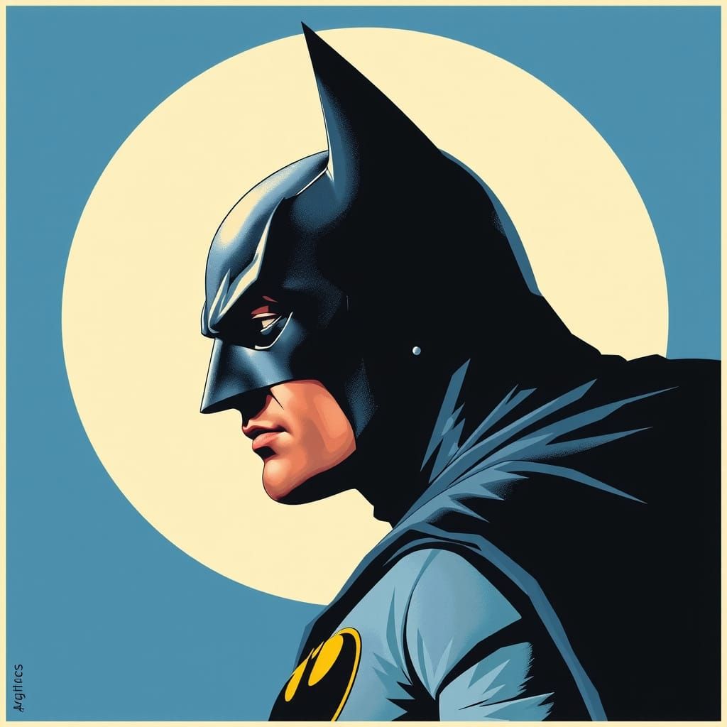 Batman in Art Deco Style, Retro Pop Art Poster