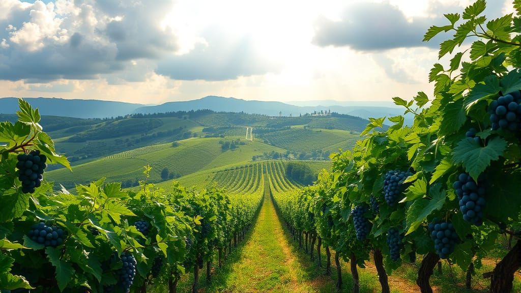 Serenely Beautiful Vineyard Panorama