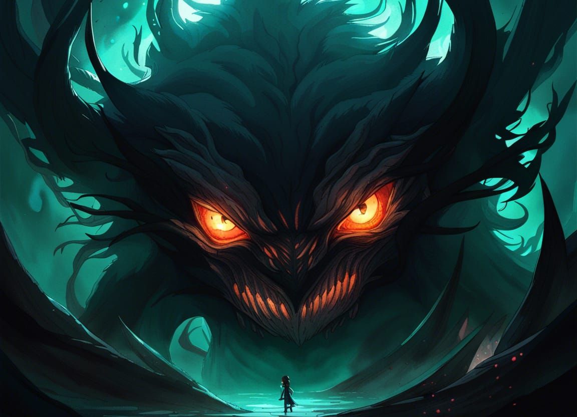 Aagog the Greater: Shadow Monster in Ink Art Style