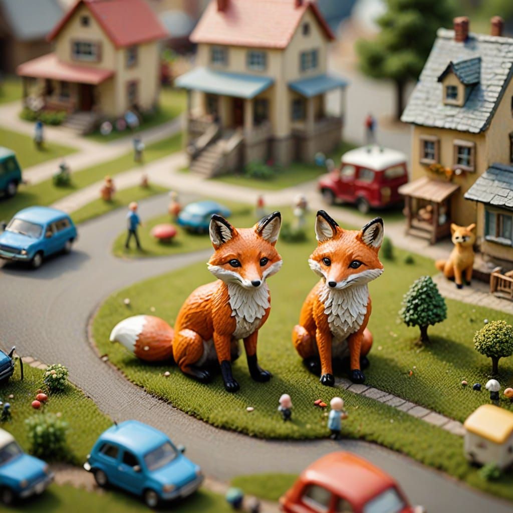 Adorable Miniature Whimsical Foxtrot in Tilt-Shift