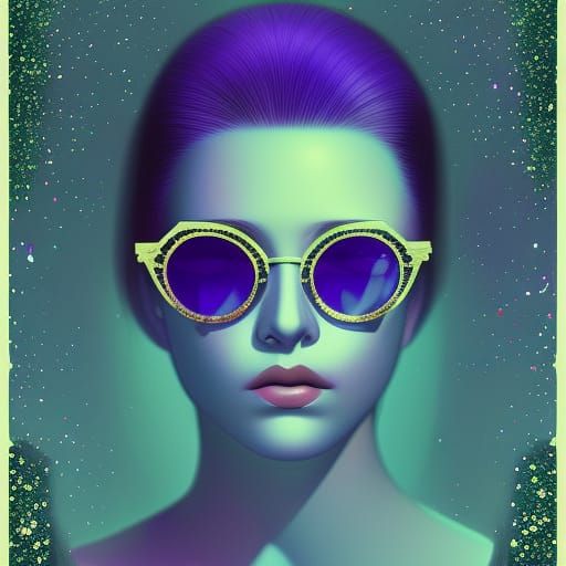 Violet-Blue Flame Sunglasses with Glitter Effect