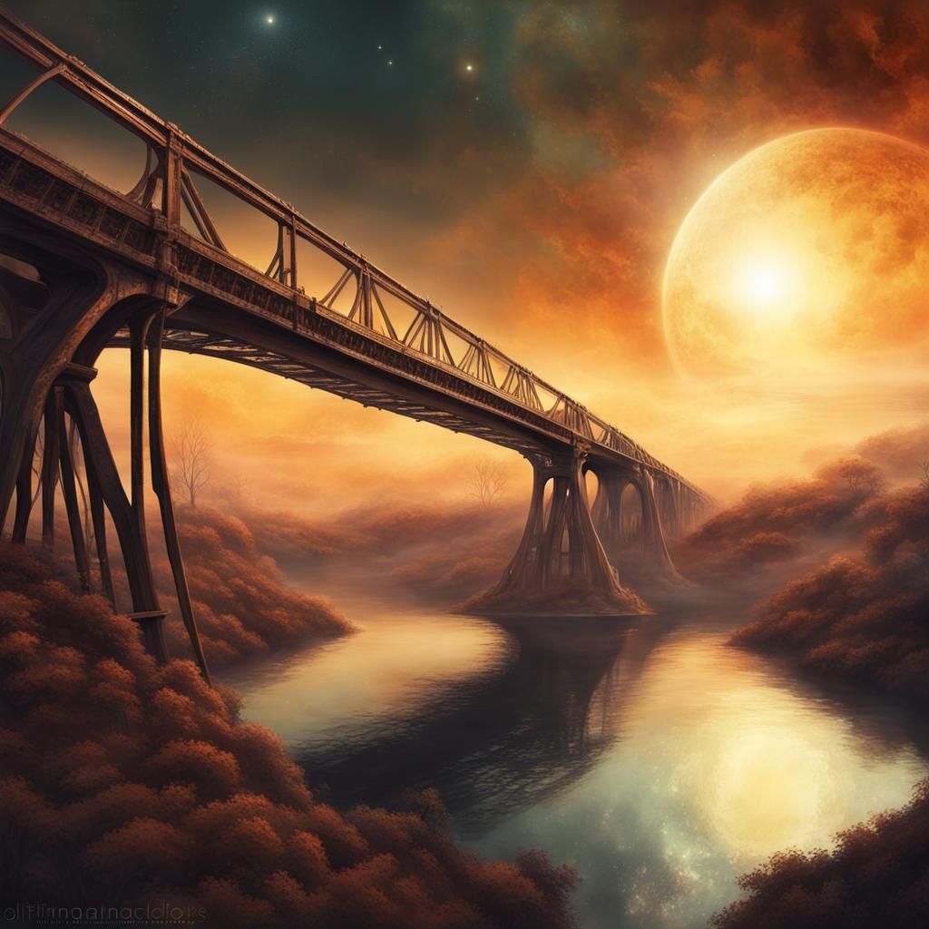 Celestial Bridge Between Worlds: Ethereal Fantasy Art