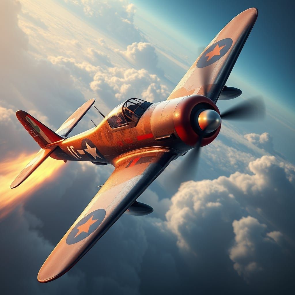 Intricate WWII Fighter Plane Concept Art