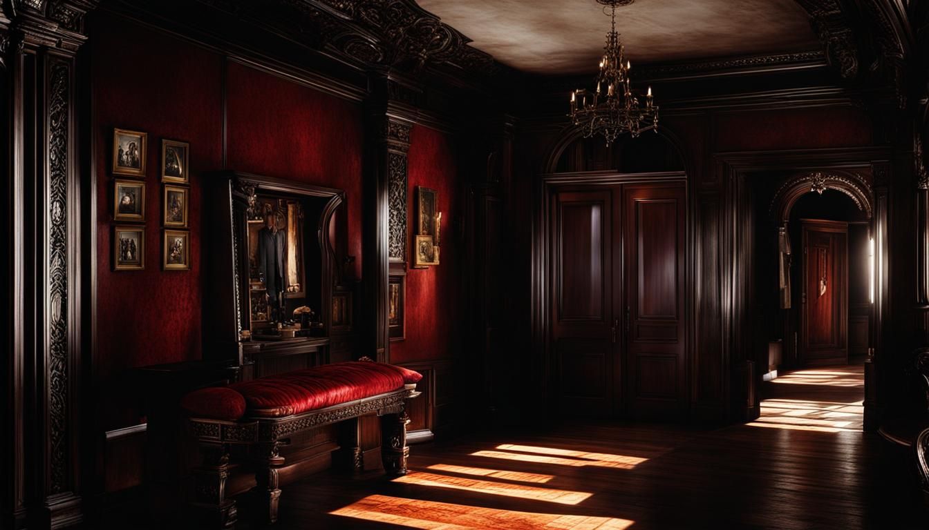 Alcina Dimitrescu and Vampires in Realistic Horrorcore Style