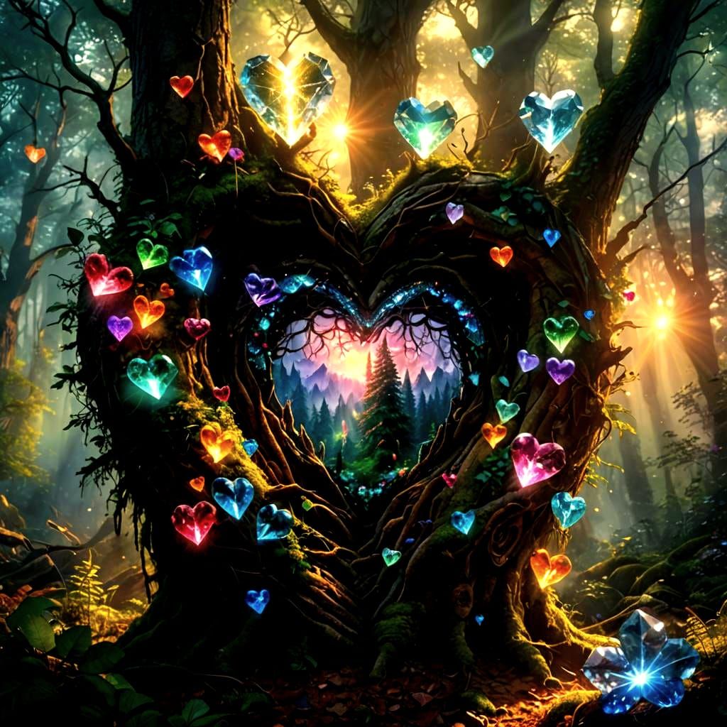 Dramatic Crystal Heart: Hyperrealistic Digital Matte Paintin...