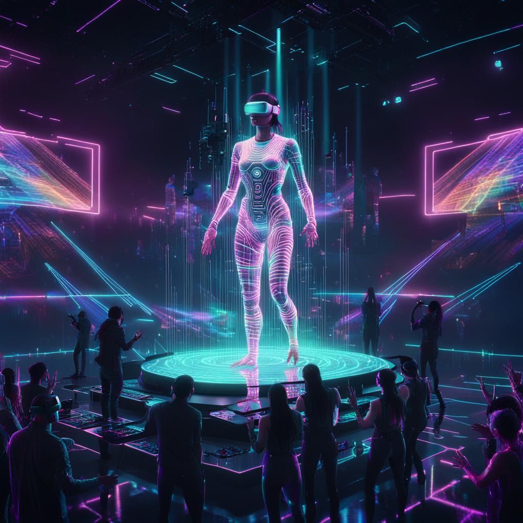 Cyberpunk Concert Scene in Vibrant Neon Lights