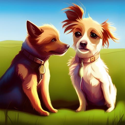 Cyberpunk Dogs Playing in Neon Cityscape