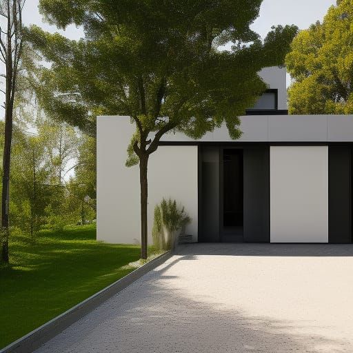 Modern House with Grey Walls in Sunny City