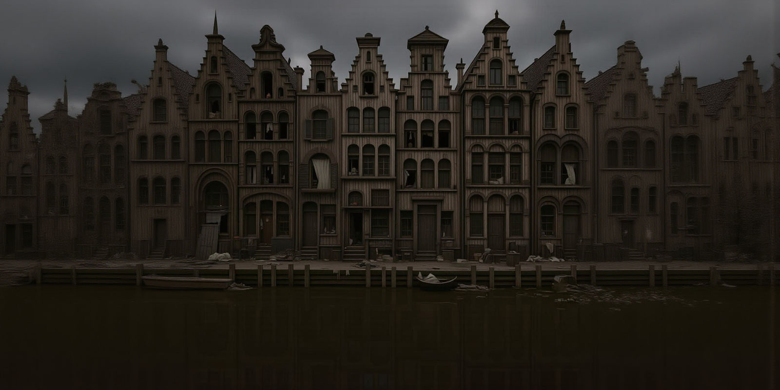 Dutch Medieval Slum District in Pixel Art Style