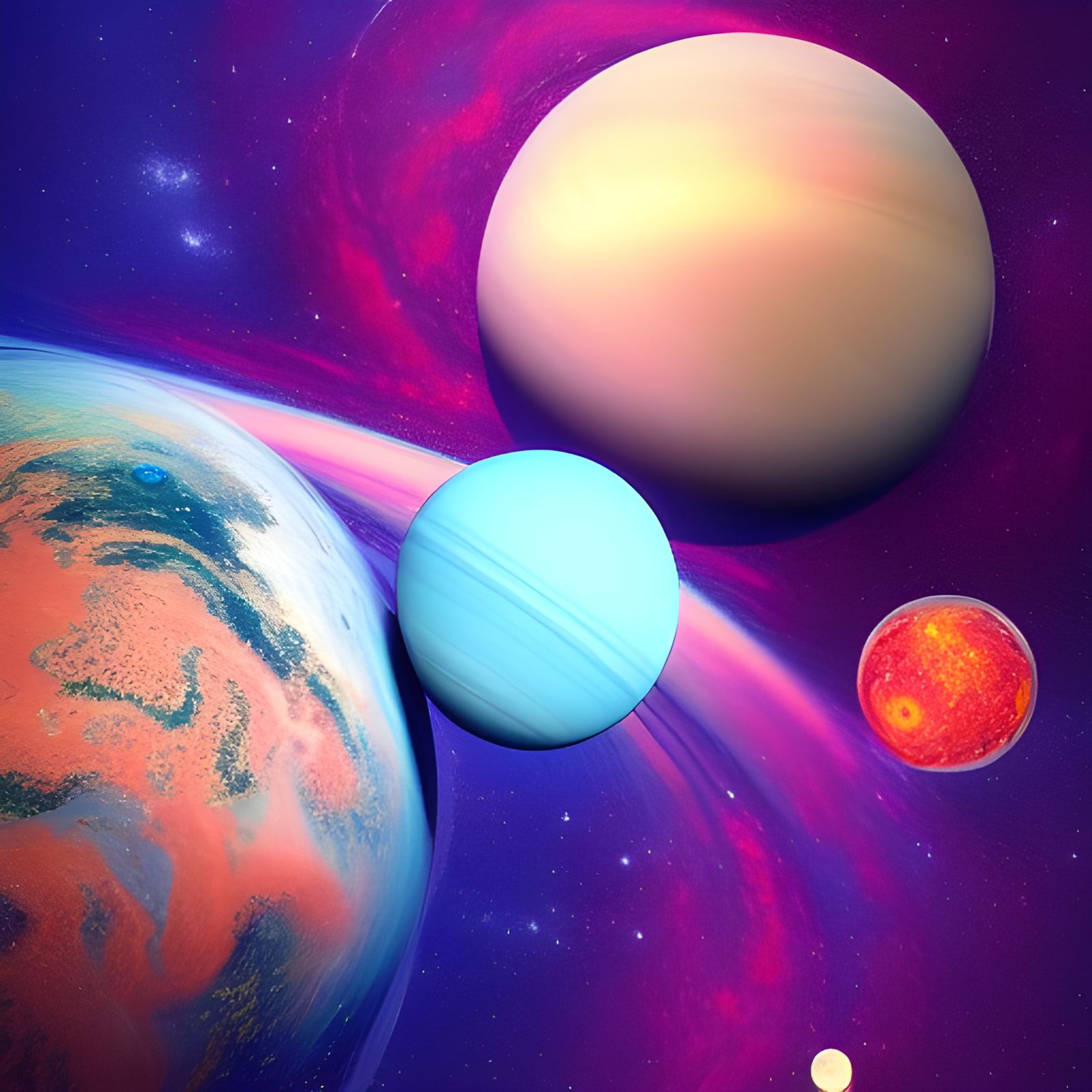 Planetary Collision: Hyperrealistic Cosmic Astral Illustrati...