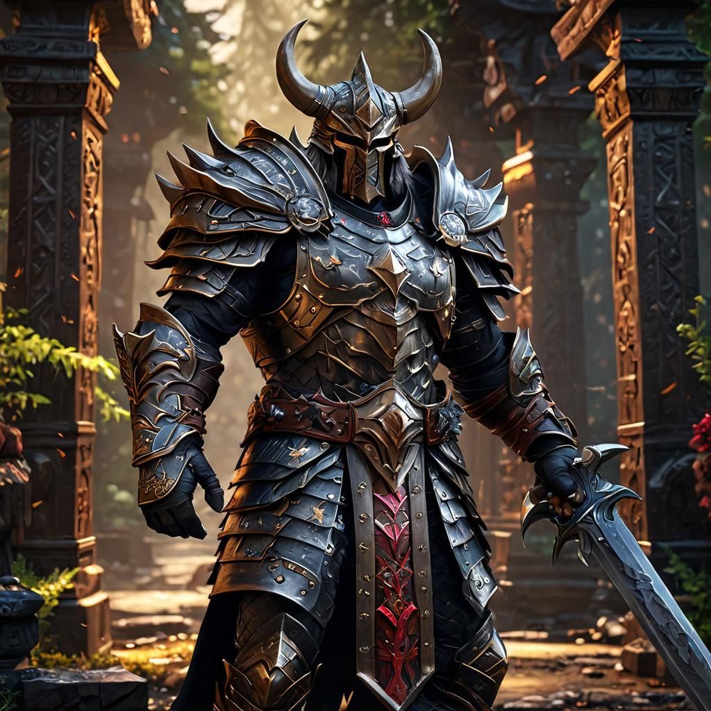 Berserker God of Weapons in Obsidian Armor