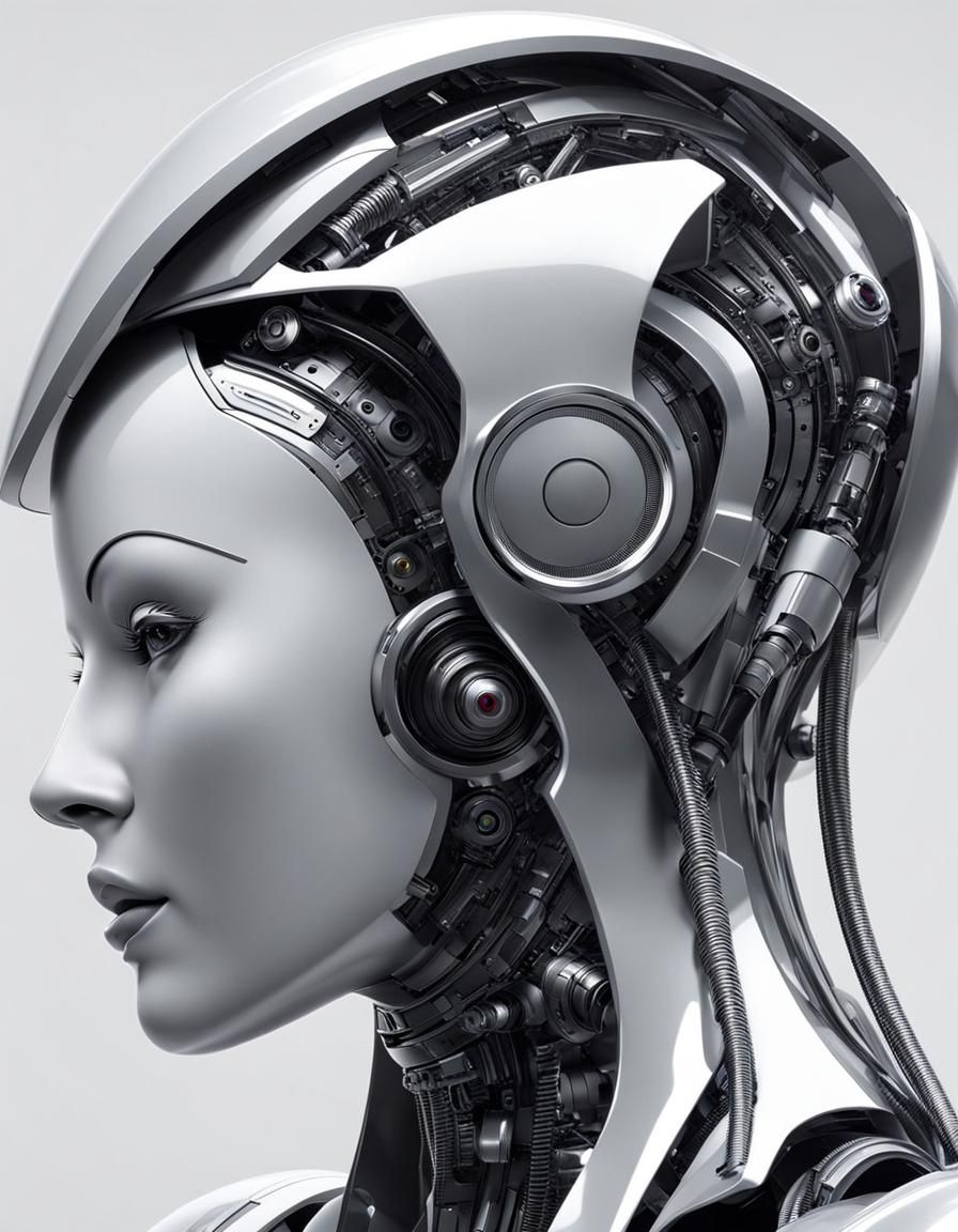 Female robot design monochromatic