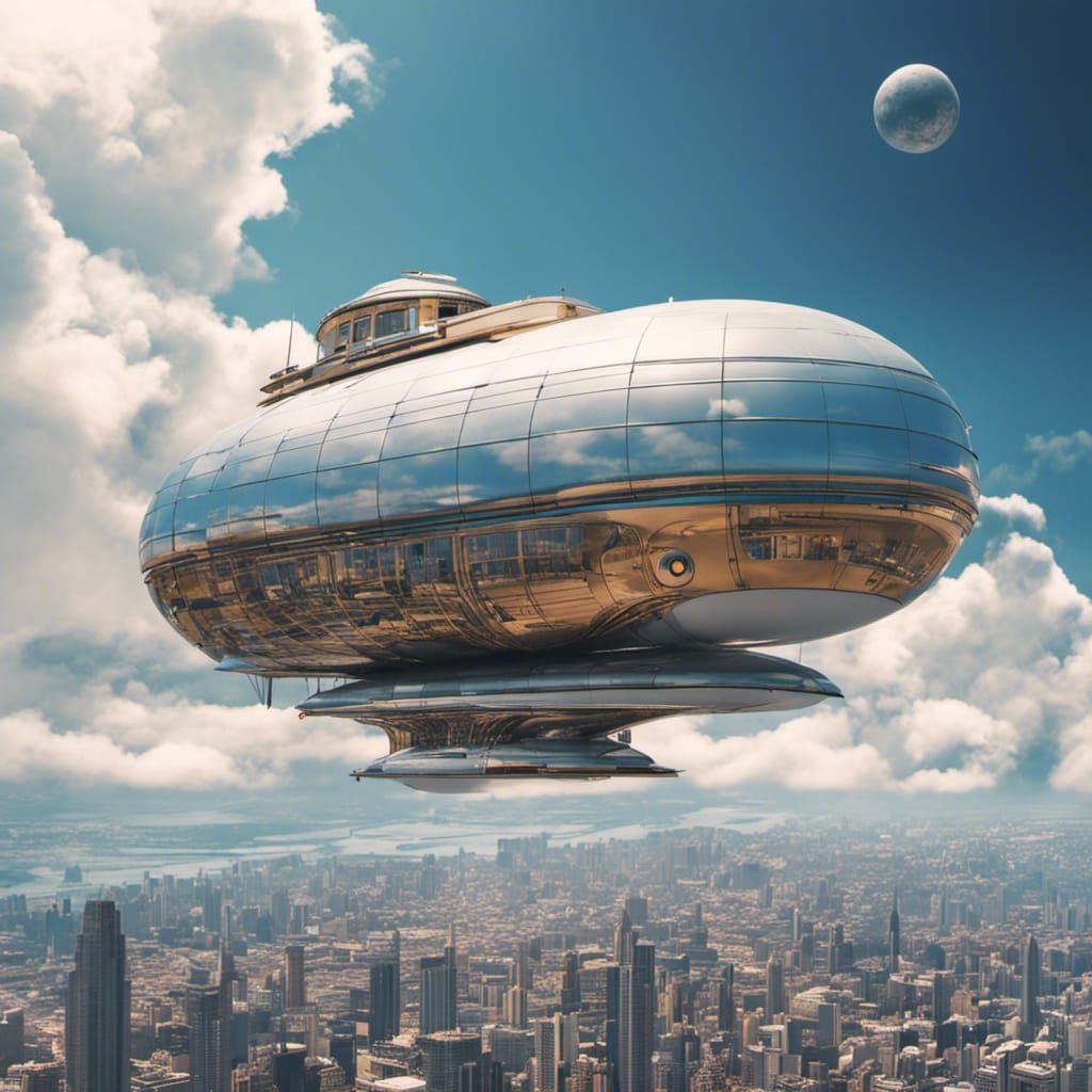 Steampunk Cloud City Over the Ocean