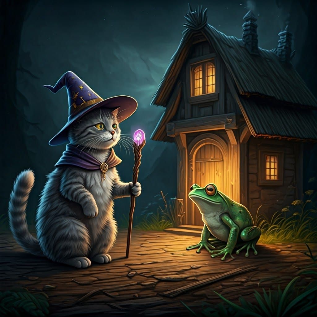 Wizard Cat Meets Frog Builder: Sinister Scene