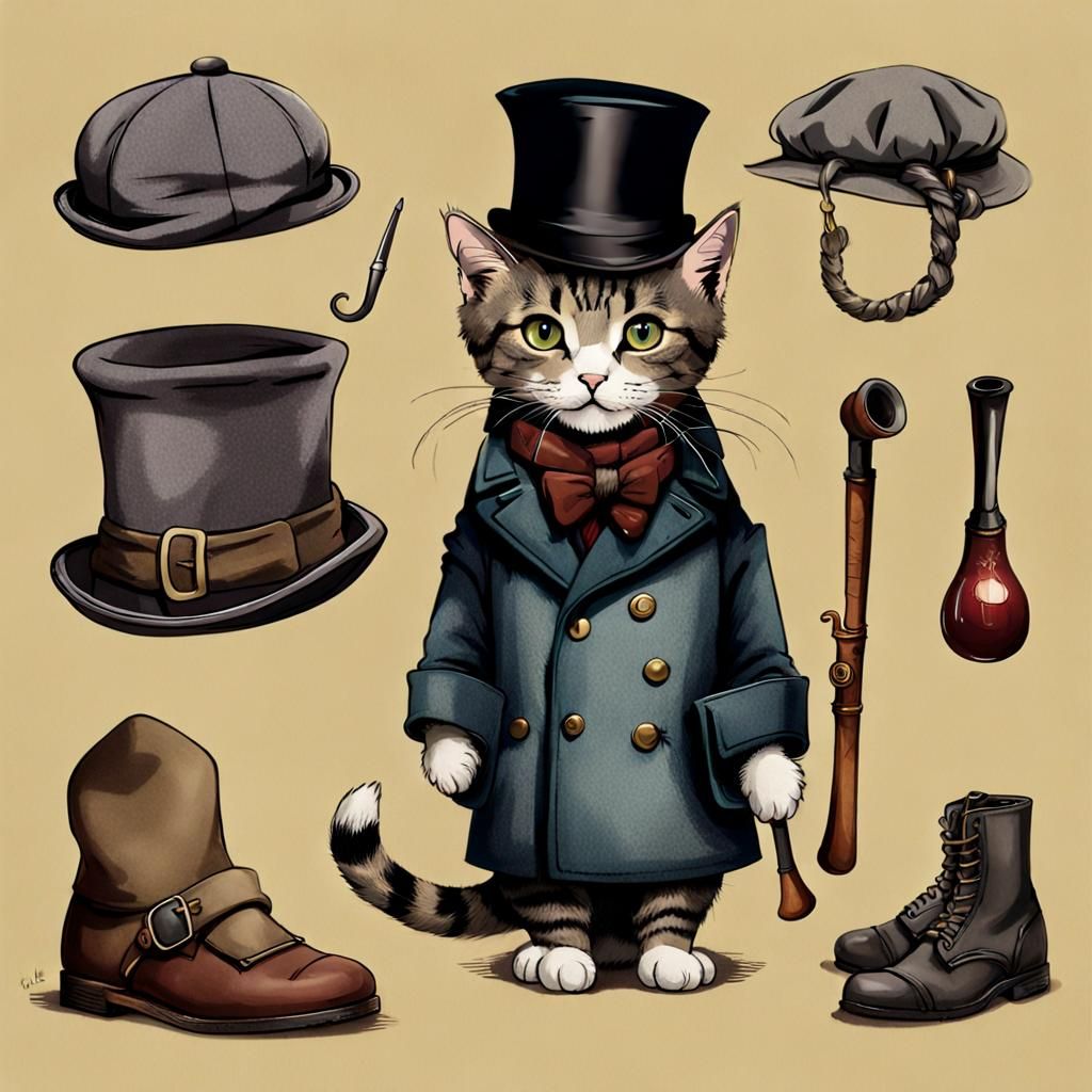 Sherlock Holmes Cat in Victorian Era Style
