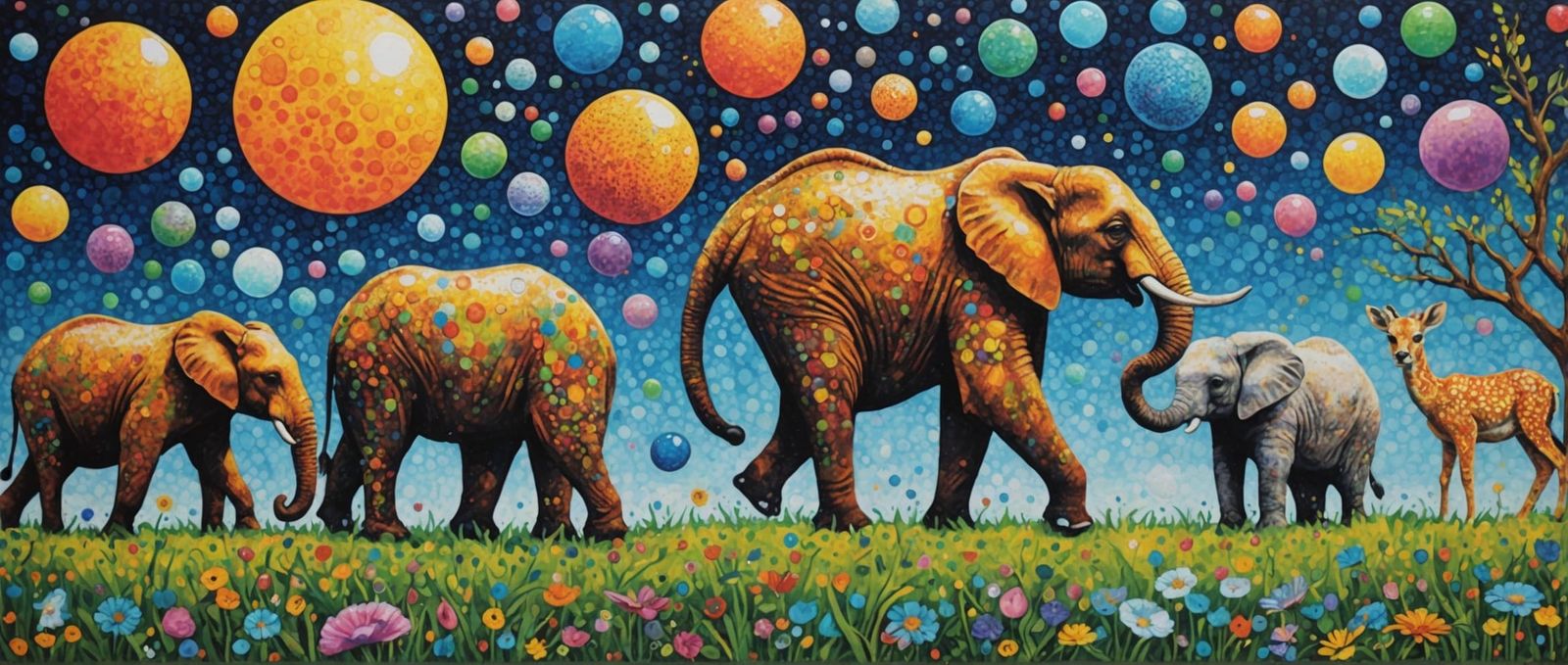 Land Mammal T-Shirt Designs in Pointillist Acrylic