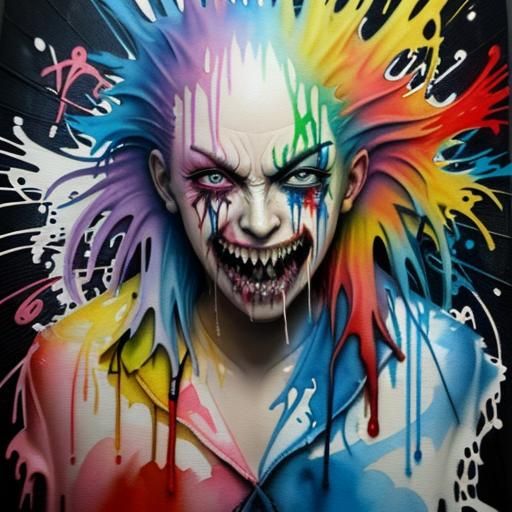 Unsettling Abstract Graffiti Watercolour Splash Art