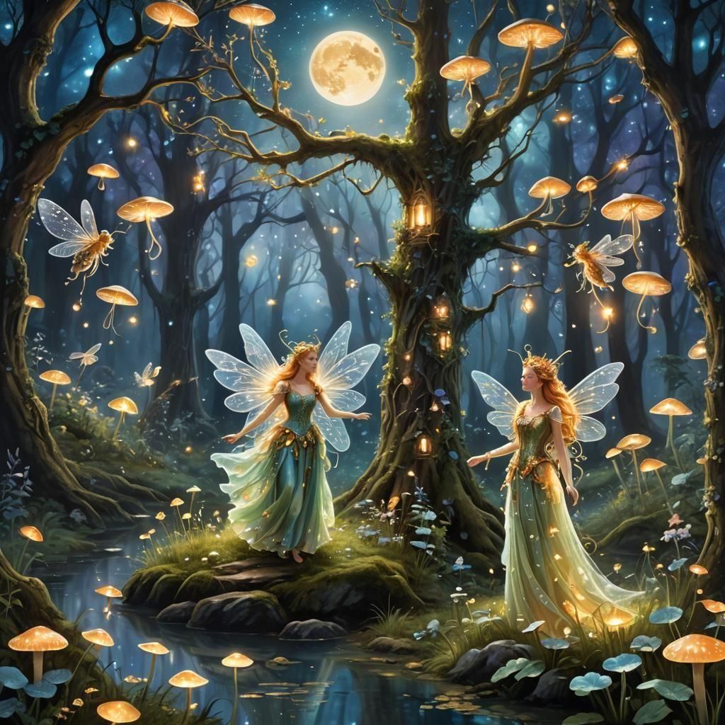 Fantastical Sci-Fi Mushroom Forest at Night