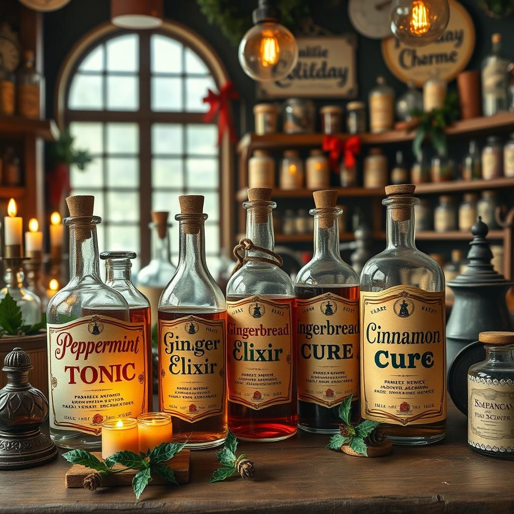 Quaint Holiday Remedies in Vintage Apothecary Shop