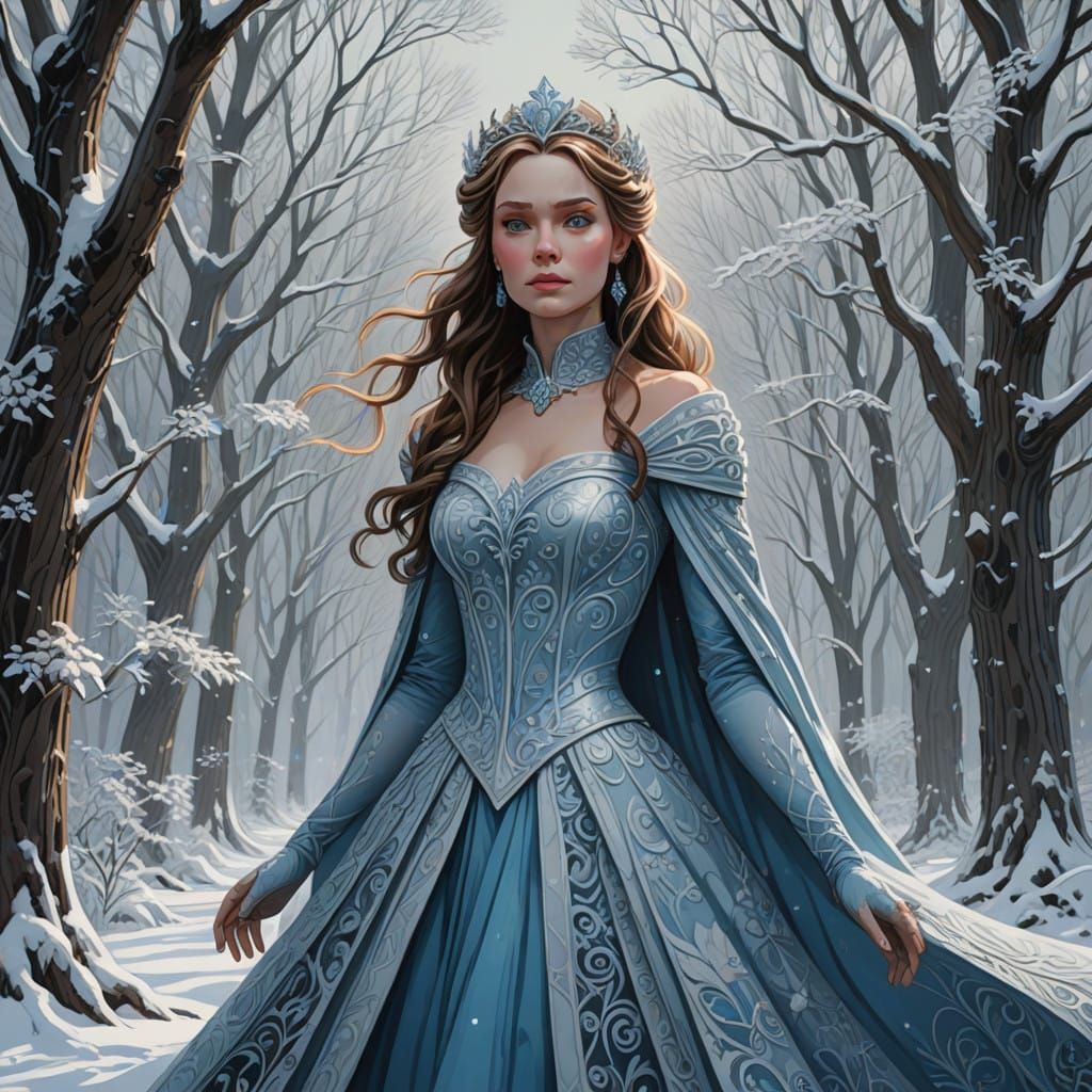 Snow Queen in Icy Winter Wonderland, Inspired by Classic Ani...