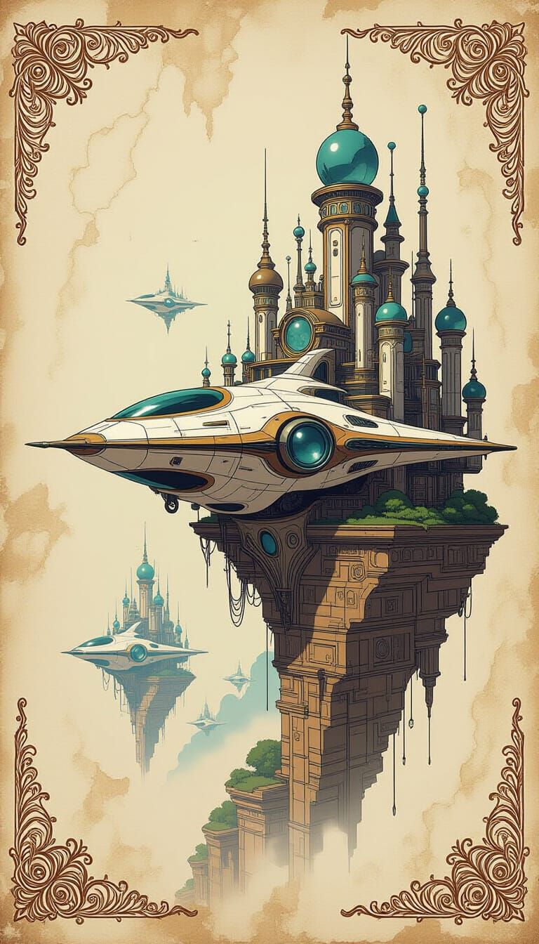 Whimsical Fantasy Scene with Delicate Embellishments