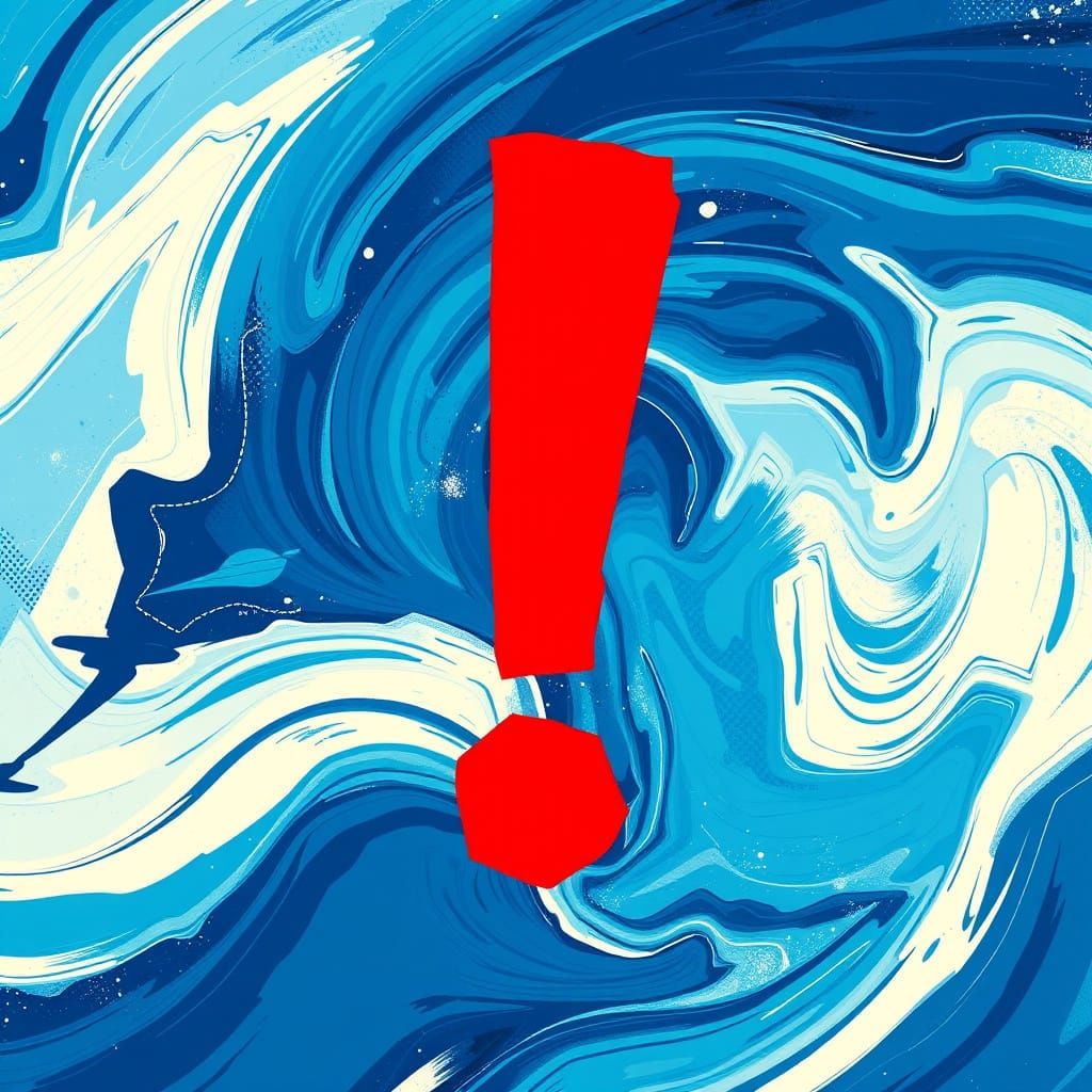 Bold Red Exclamation Mark in Vibrant Abstract Style