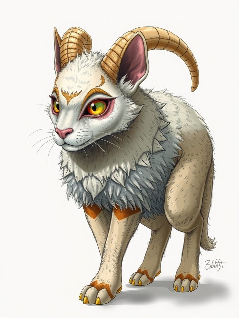Detailed Creature Concept Art: Cat-Sheep Hybrid